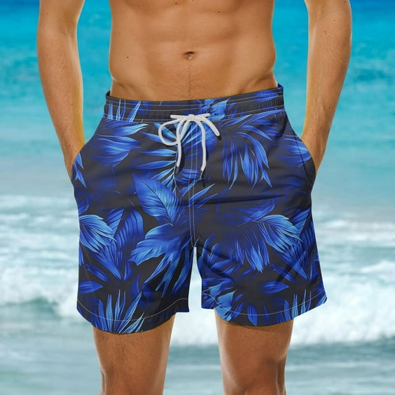 Xysaqa Men Big & Tall Swim Trunks Fashion Hawaiian Print Board Shorts Elastic Waist Beach Shorts Swimwear with Pockets 3X 4X 5X Clearance
