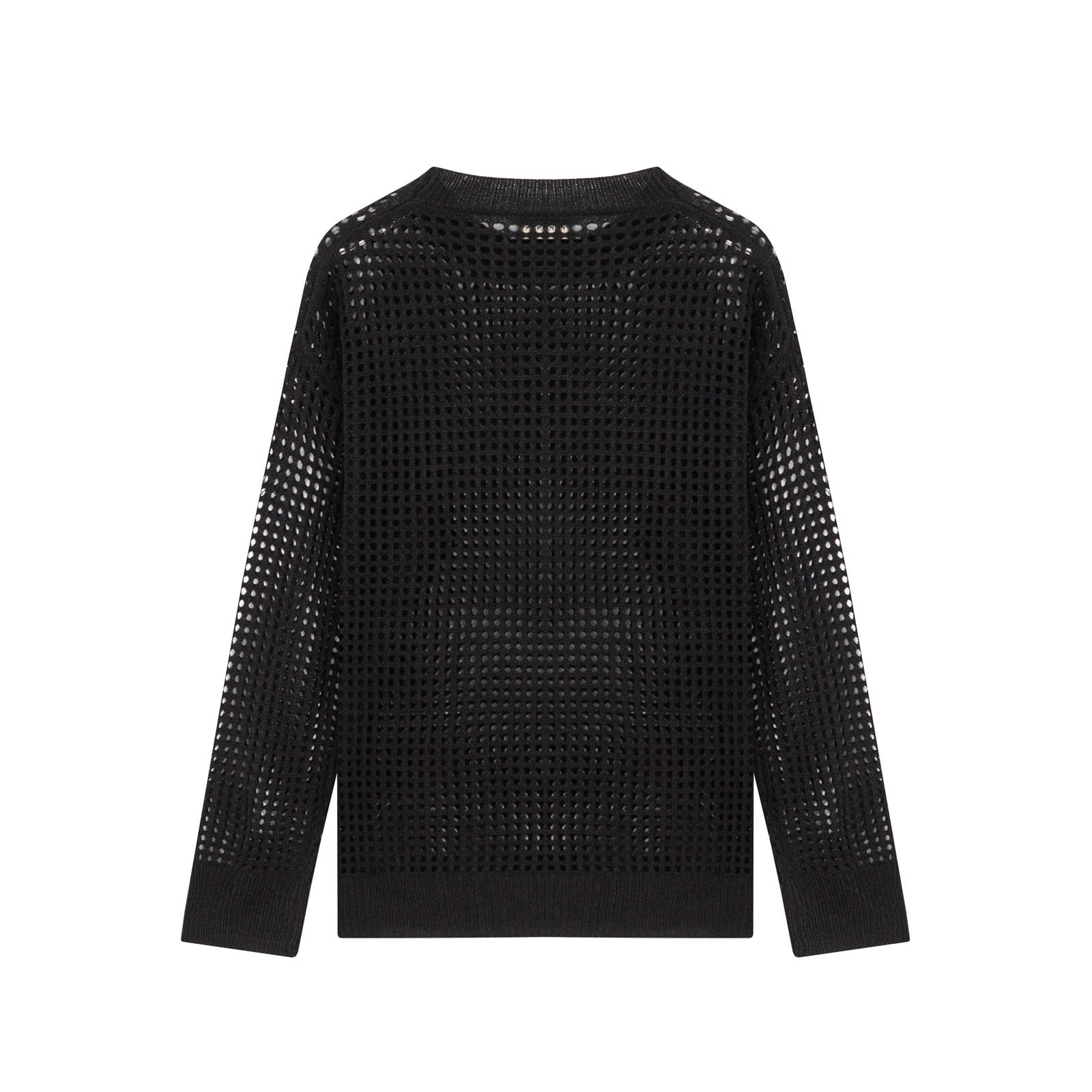 Xysaqa Men Fashion Crochet See-Through Top Knit Long Sleeve Xysaqa Men Fashion Crochet See-Through Top Knit Long Sleeve