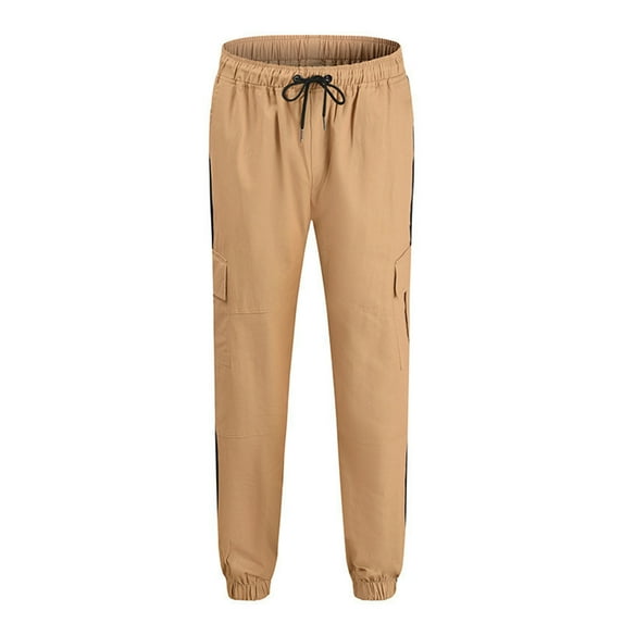 Xysaqa Men Jogger Chinos Cargo Pants, Men Casual Hiking Outdoor Pants Twill Cotton Track Jogging Sweatpants