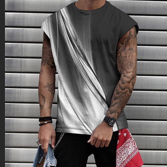 Xysaqa Men's 3D Sports Tank Tops, Novelty Cool Graphic Sleeveless Muscle Tees Summer Casual Stretchy Crewneck Gym Workout T-Shirts S-3XL