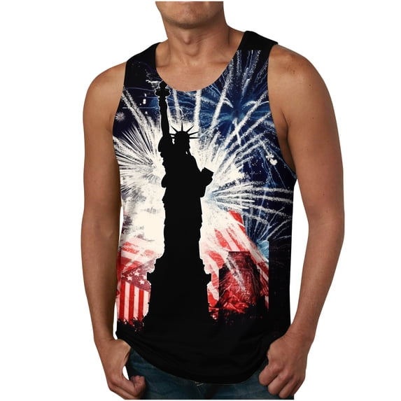 Xysaqa Men's 4th of July Tank Tops American Flag Print Shirts for Men Casual Sleeveless Gym Muscle USA Flag Graphic Patriotic Tees M-6XL (Available in Big & Tall)