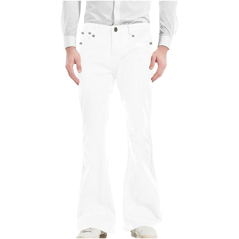 Xysaqa Men s Bell Bottom Flares Pants Slim Fitted 60s 70s Vintage Bootcut Pants Relaxed Denim Jean Pant for Men