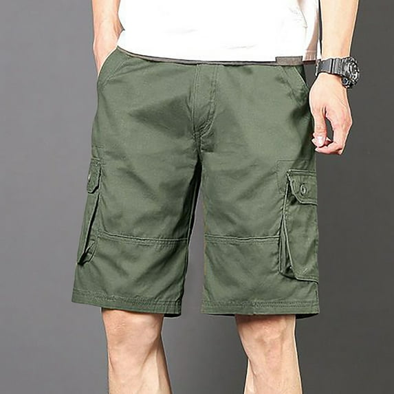Xysaqa Men's Big & Tall Cargo Shorts, Casual Cotton Outdoor Relaxed Fitted Work Shorts Multi Pockets M-6XL