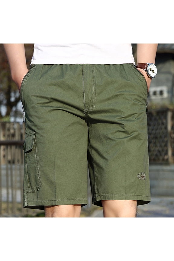 Men's Big & Tall Hiking Cargo Shorts Lightweight Comfy Cotton Blended Cargo Short Elastic Waist Outdoor Casual Travel Work Shorts with Zipper Multi Pockets 3X 4X 5X Clearance