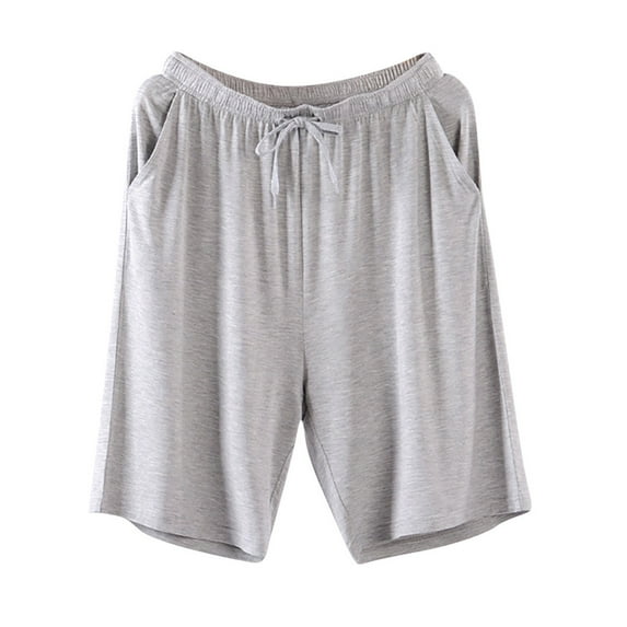 Xysaqa Men's Big & Tall Pajama Short Pants Knee Length Soft Comfy Lounge Shorts for Men Loose Fit Lightweight Yoga Workout Long Shorts Casual Jogger Sweat Shorts with Pockets 2X 3X 4X Clearance