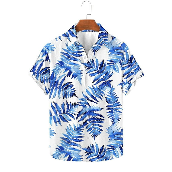 Xysaqa Men's Big & Tall Shirts, Mens Hawaiian Shirts Button Up Tropical Holiday Beach Shirts Short Sleeve 3X 4X 5X Summer Savings