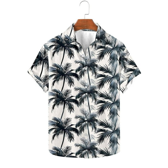 Xysaqa Men's Big & Tall Shirts, Mens Hawaiian Shirts Button Up Tropical Holiday Beach Shirts Short Sleeve 3X 4X 5X Summer Savings