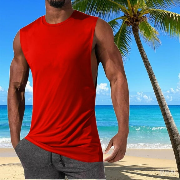 Xysaqa Men's Big & Tall Tank Tops Cotton Summer Sleeveless T Shirts for Men Gym Tops Cut Off Muscle Tees Bodybuilding Fitness Workout T-Shirts Solid Running Athletic Tee 2X 3X 4X