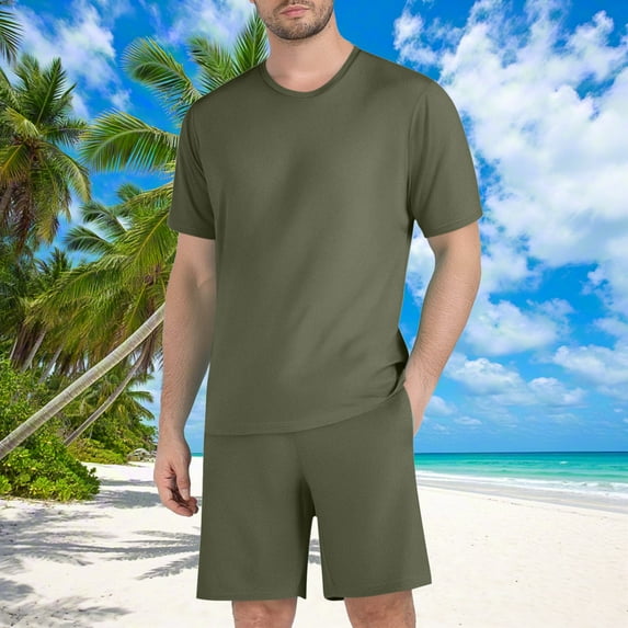 Xysaqa Men's Big & Tall Tracksuits Casual Outfits Summer Tshirt & Short Set Solid Color Soft Comfy 2 Piece Lounge Sets for Beach Vacation 2X 3X 4X Summer Savings