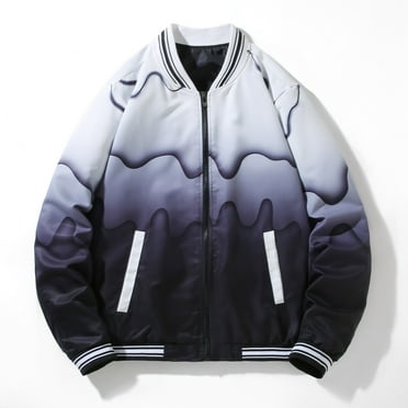 Xysaqa Men's Bomber Jacket Casual Slim Fitted Printed Full Zip Flight Jackets Lightweight Windbreaker Jacket Outerwear Coat M-5XL（Available in Big & Tall) Black