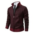 thumbnail image 1 of Xysaqa Men's Cardigan Sweaters Zip Up Comfortable Cable Knit Sweater Jackets Mens Slim Fitted V Neck Sweaters with Pockets Wine, 1 of 5