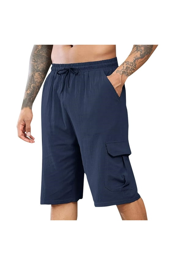 Men's Cargo Work Shorts Summer Multi-Pocket Hiking Shorts Casual Loose Outdoor Workout Shorts S-3XL