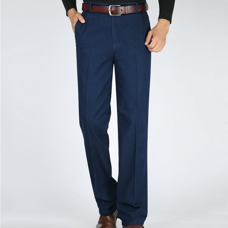 Relaxed Fit Pleated Men's Pleated Front Denim Pants Xysaqa