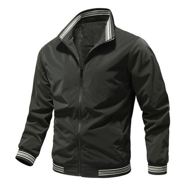 Xysaqa Men's Casual Golf Jacket Outdoor Spring Fall Windbreaker Lightweight Softshell Classic Mens Light Jacket Flight Bomber Jackets for Men Big & Tall M-8XL Army Green