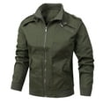 thumbnail image 1 of Xysaqa Men's Casual Lightweight Cargo Work Jackets with Pockets Zip Up Stand Collar Outdoor Military Jackets Coat Spring Fall Clothes M-4XL（Available in Big & Tall) Green, 1 of 3