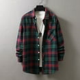 thumbnail image 1 of Xysaqa Men's Casual Long-Sleeve Plaid Shirts Comfy Cotton Shirt Pocket Buttons Down Loose Regular Fit T-Shirts for Men and Teen Boys M-3XL, 1 of 3