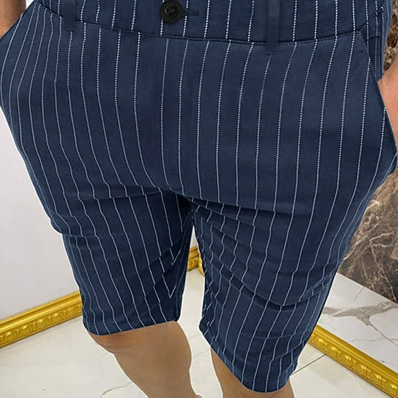 Xysaqa Men's Casual Slim Fits Chino Shorts Summer Breathable Dress Short Pants S-3XL (Striped)
