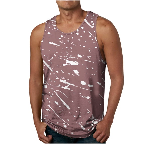 Xysaqa Men's Classic Printed Workout Tank Tops, Big & Tall Sleeveless Muscle Tees, Casual Summer Gym Fitness Sport Shirt for Men M-6XL