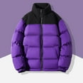 thumbnail image 1 of Xysaqa Men's Color Block Warm Puffer Winter Jacket Zip Up Lightweight Windproof Quilted Jackets for Men Long Sleeve Casual Down Jacket Fashion Men's Jacket L-5XL （Available in Big & Tall) Purple, 1 of 5