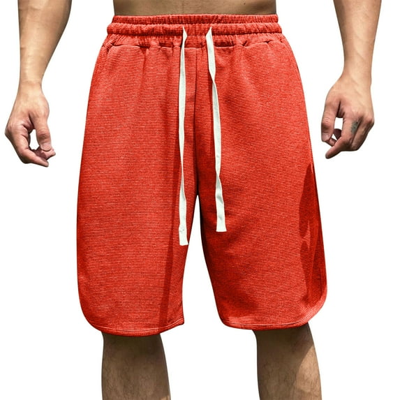 Xysaqa Men's Comfy Knit Shorts Loose-Fit Knee Length Lounge Shorts Lightweight Athletic Running Workout Gym Shorts with Pockets S-2XL Clearance
