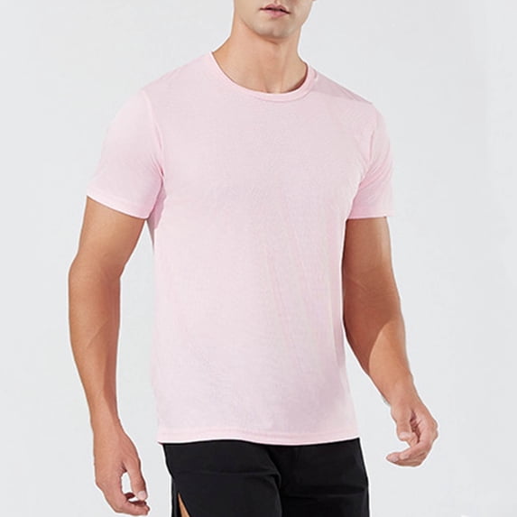 Xysaqa Men's Comfy Stretch Running Shirts Solid Basic Gym Workout Shirts Lightweight Quick Dry Athletic Casual Active T-Shirts Short Sleeve Round-Neck Tops Blouses S-3X Clearance