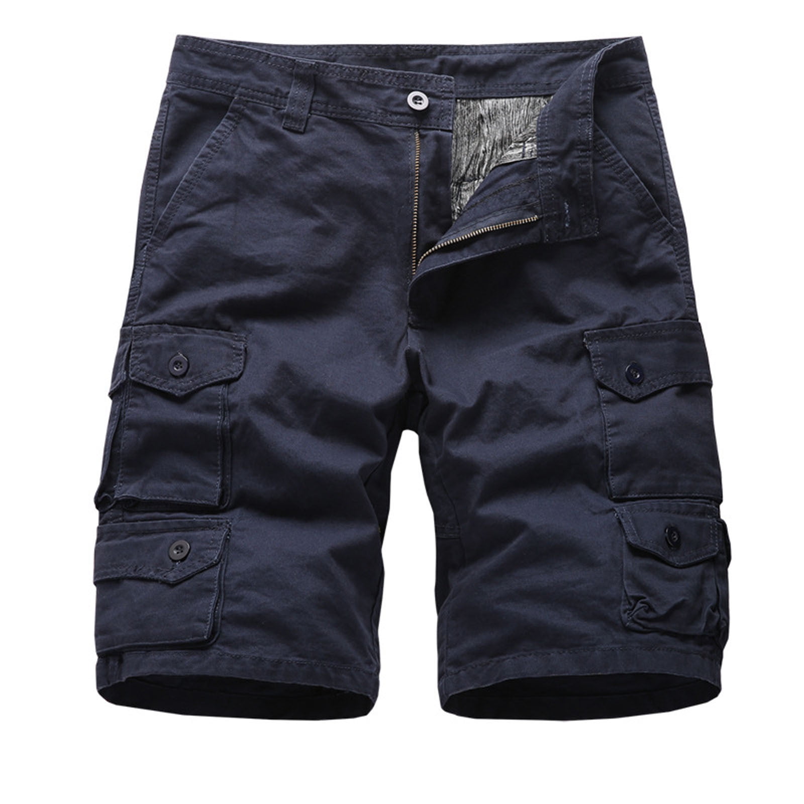 【S/E/O】 COTTON CARGO SHORTS NAVY Iron Clothing Regular Fit Lightweight Cotton, Cargo Shorts