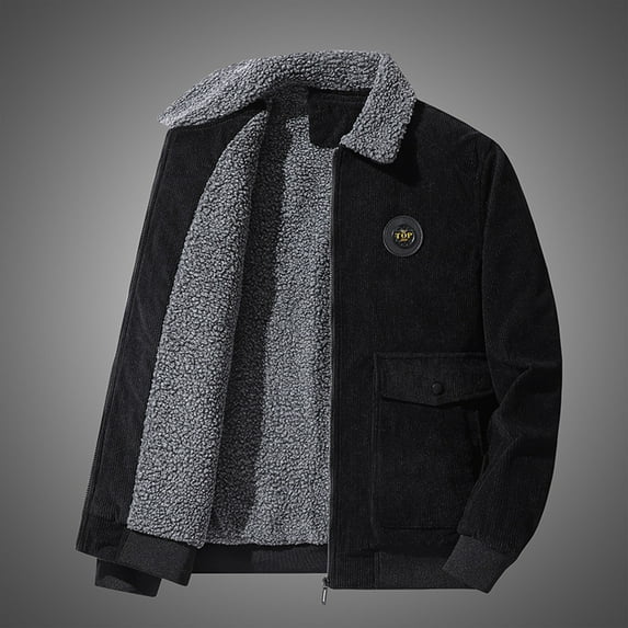 Xysaqa Men's Fashion Casual Full-Zip Corduroy Jacket Vintage Lapel Cotton Thicken Fleeces Lined Jackets Winter Warm Trucker Coat Outwear M-5XL (Available in Big & Tall)