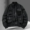 thumbnail image 1 of Xysaqa Men's Fashion Fall Winter Military Jacket Multi Pockets Bomber Jacket Zip Up Flight Jackets for Men Casual Windbreaker Sportswear Coats Outwear M-6XL （Available in Big & Tall) Black, 1 of 6