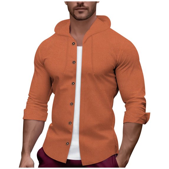 Xysaqa Men's Fashion Hoodies Shirts Casual Cotton Linen Spring Fall Tops for Men Lightweight Long Sleeve Hooded Jackets S-3XL Summer Savings