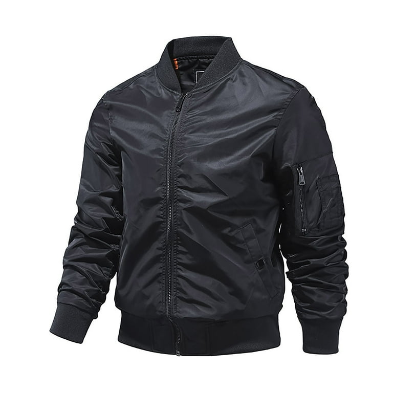 Xysaqa Men's Fashion Spring Fall Stand Collar Flight Jacket