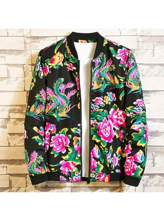 White flowers Men's fall AOP Bomber Jacket selling