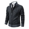 thumbnail image 1 of Xysaqa Men's Full Zip Soft Comfy Knitted Cardigan Sweater Classic Slim Fitted Business Work Cardigan Sweaters Casual Stand Collar Mens Fashion Fall Winter Clothes Dark Gray, 1 of 5