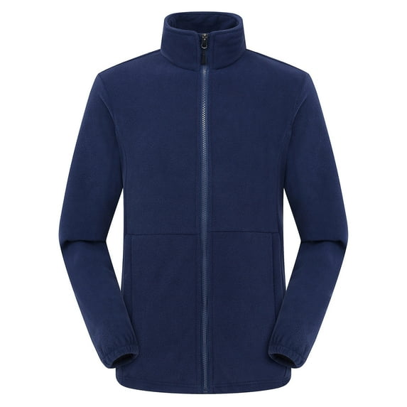 Xysaqa Men's Full Zip Soft Polars Fleeces Jacket Stand Collar Lightweight Jackets Long Sleeve Warm Fall Winter Coat Outwear with Pockets S-3XL