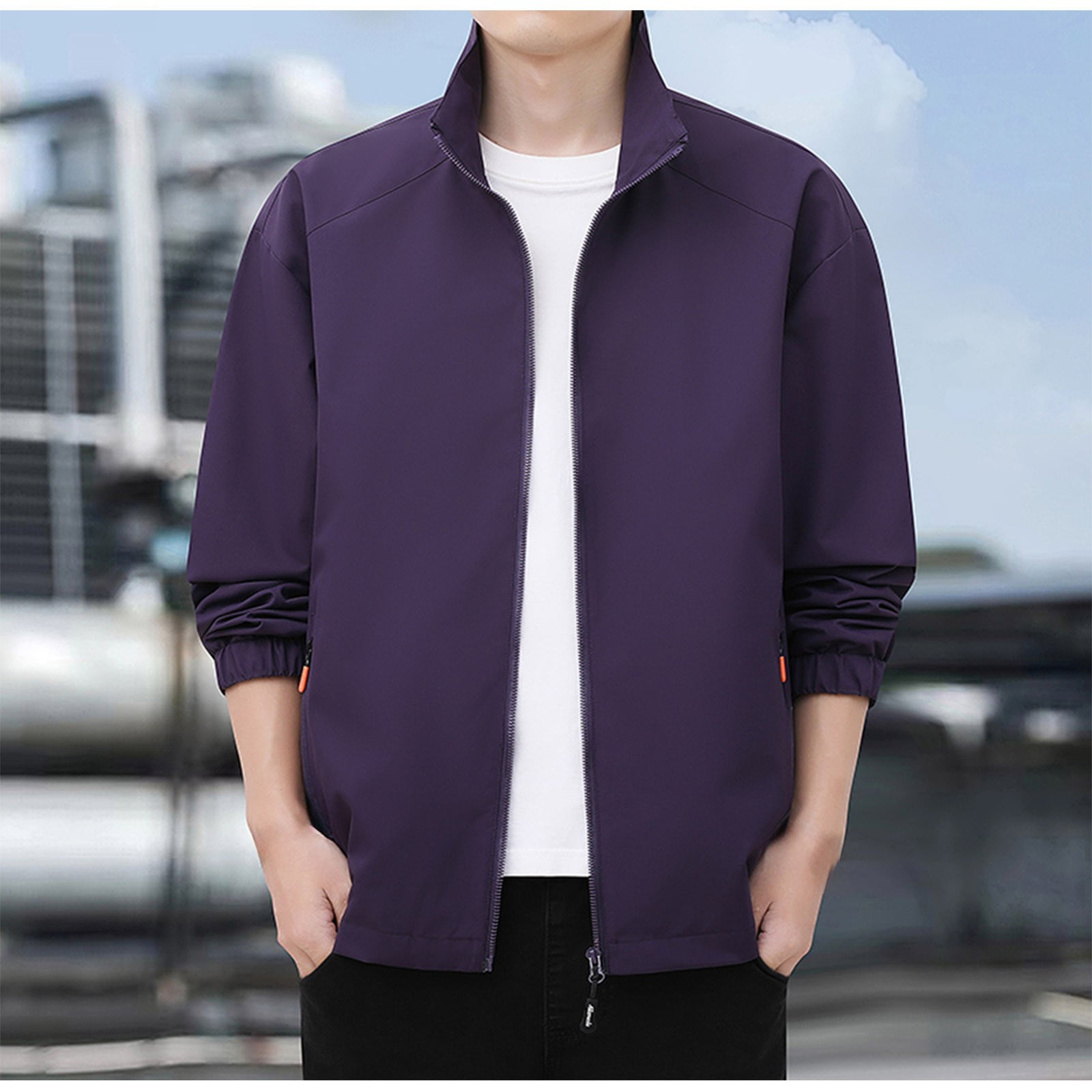 Xysaqa Men s Golf Jacket Big Tall Lightweight Jackets Zip Up Fashion Windbreaker for Men Casual Business Work Jacket with Zipper Pockets M 5XL