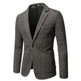 thumbnail image 1 of Xysaqa Men's Houndstooth Blazer Jacket Fashion Classic Wool-Blends Suit Jacket Knit One Button Sports Coat Outwear, 1 of 8
