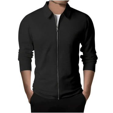 Xysaqa Men's Lightweight Golf Jacket Mens Comfort Zip Up Spring Fall Jacket Men Stylish Casual Long Sleeve Workout Track Jacket M-4XL （Available in Big & Tall) Black