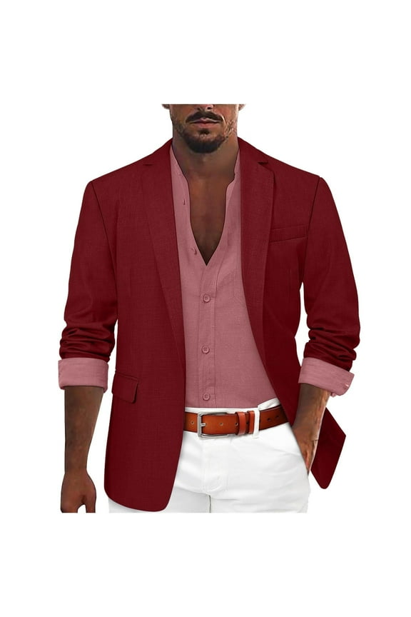 Men's Lightweight Sport Coats Mens Slim Fitted One Button Casual Suits Blazer Jacket Spring Fall Clothes M-3XL