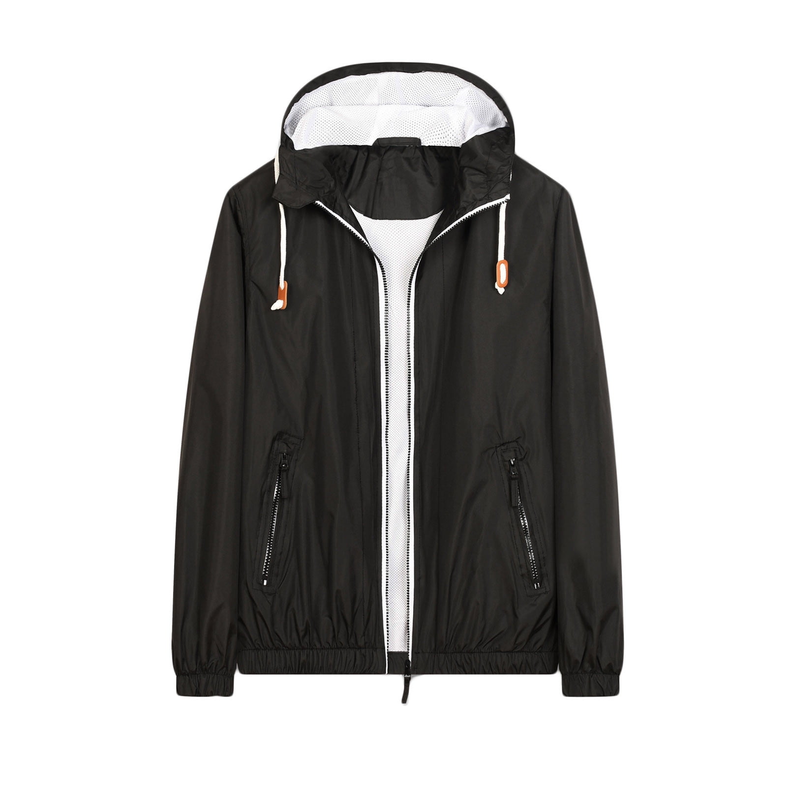 Men's Hooded Windbreaker Lightweight Waterproof Full Zipper