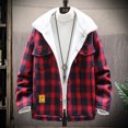 thumbnail image 1 of Xysaqa Men's Long Sleeve Sherpas Lined Fleeces Plaid Shirt Jacket Men Big & Tall Flannel Jacket Plus Size M-5XL Mens Winter Coat, 1 of 4