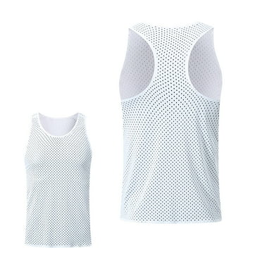 Xysaqa Men's Mesh Breathable Athletic Tank Top Mens Gym Workout Muscle Tees Basketball Running Training Sleeveless Shirts Activewear S-XXL