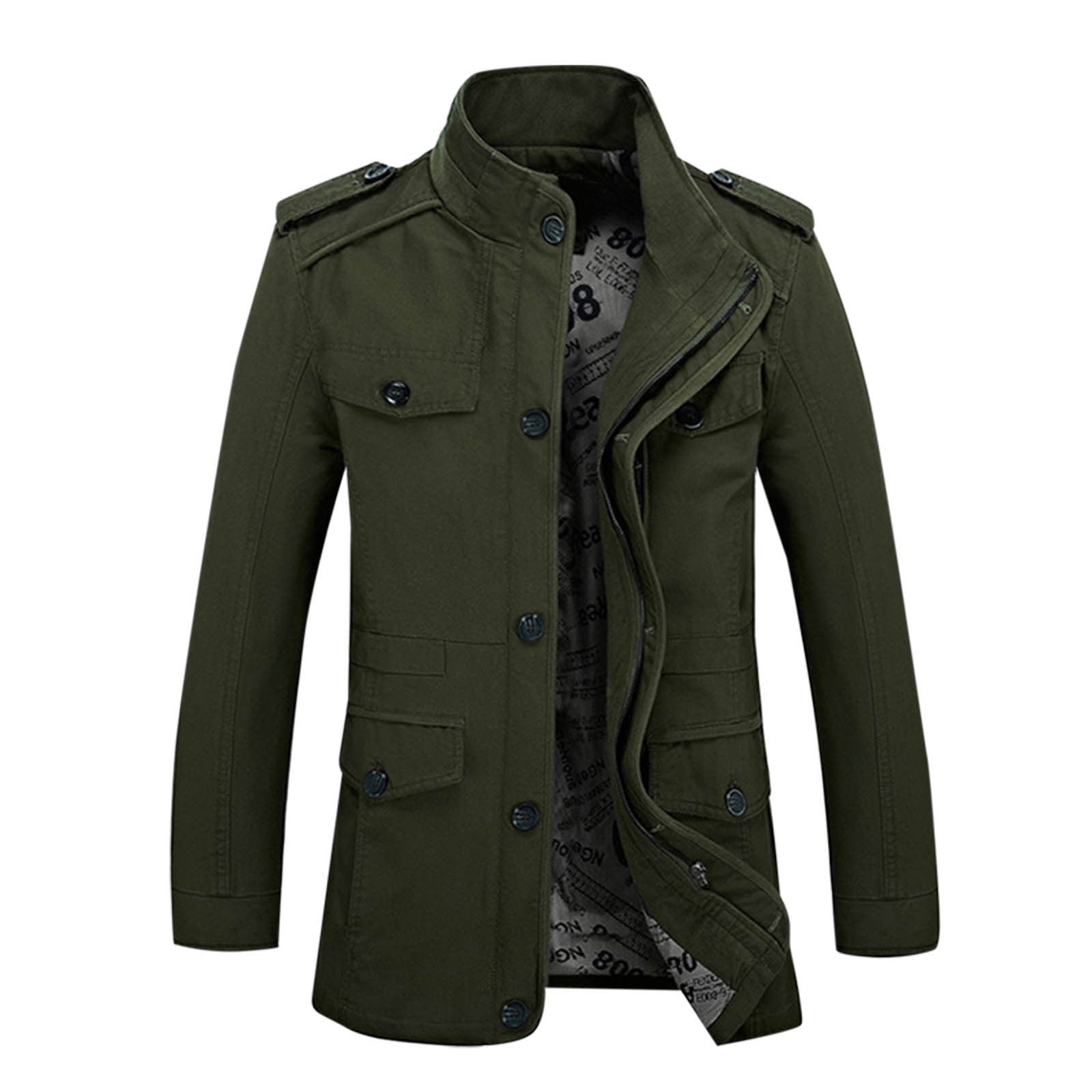 HOOMEUMY Men's Workwear Jacket Cotton Full Zip Long Sleeve