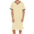 thumbnail image 1 of Xysaqa Men's Nightshirt Short Sleeve Pajamas Comfy Henleys Sleep Shirts for Men Soft Loose Sleepwear L-3XL Summer Savings, 1 of 5