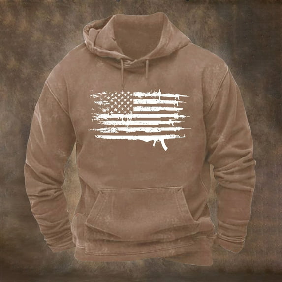Xysaqa Men's Novelty Hoodies American Flag Graphic Vintage Printed Pullover Tops Fall Winter Sport Hooded Sweatshirt with Pocket M-3XL