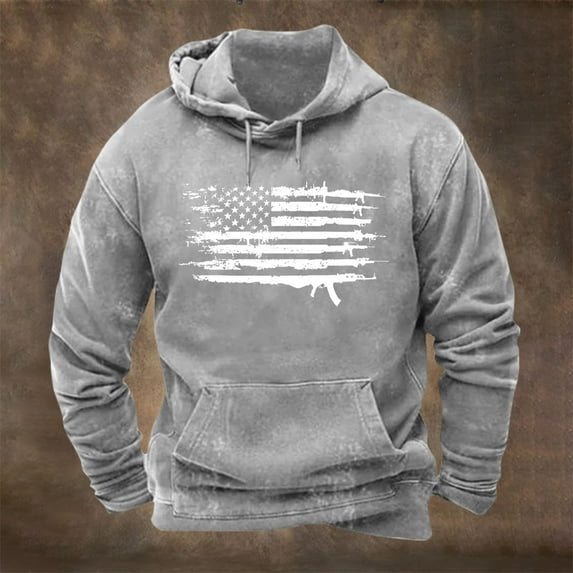 Xysaqa Men's Novelty Hoodies American Flag Graphic Vintage Printed Pullover Tops Fall Winter Sport Hooded Sweatshirt with Pocket M-3XL