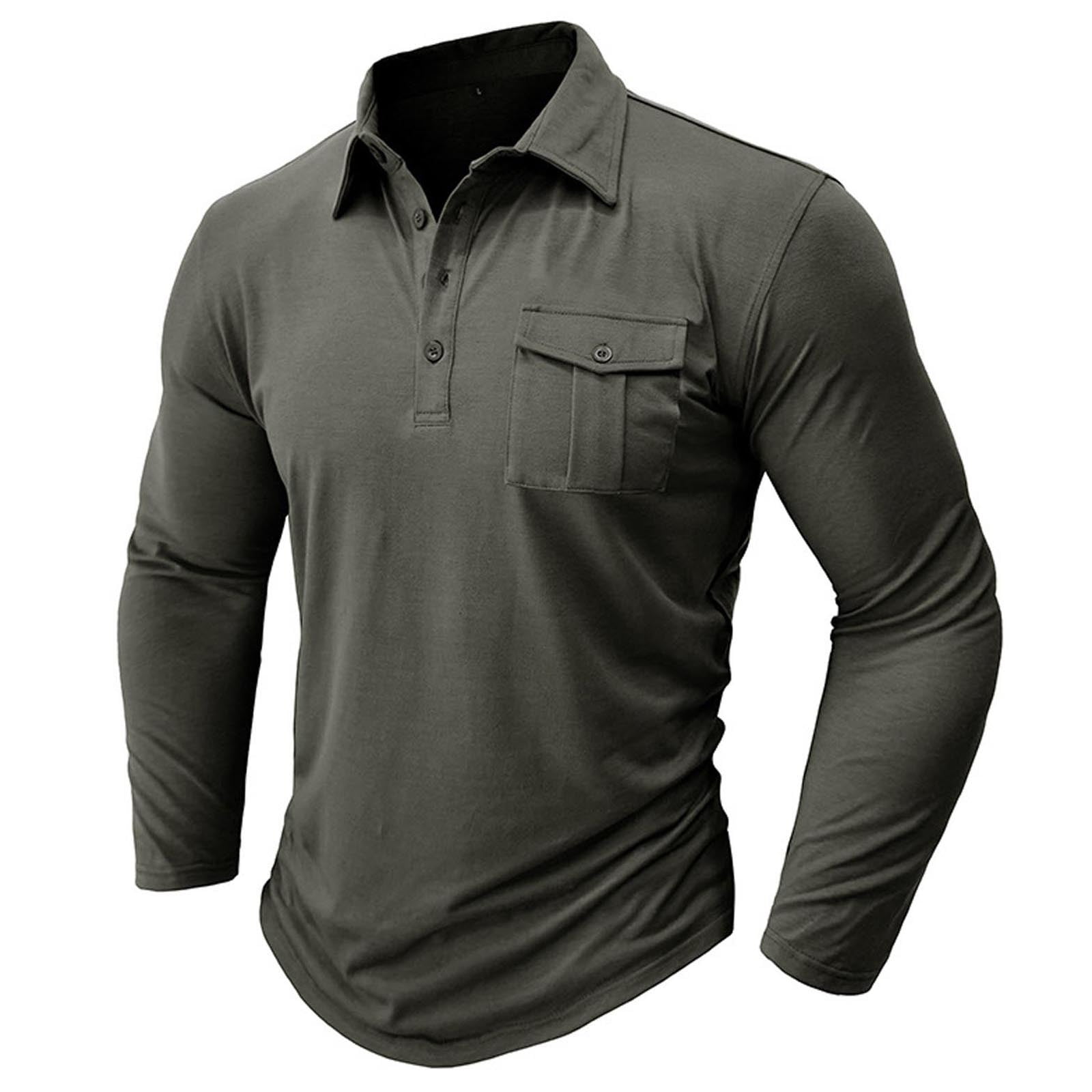 Xysaqa Men's Polos Shirts Casual 4 Button Collar Pullover Top Long