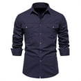 thumbnail image 1 of Xysaqa Men's Regular-Fitted Long Sleeve Cotton Shirt Two Pocket Work Outdoor T Shirts with Button Up, 1 of 4