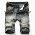thumbnail image 1 of Xysaqa Men's Ripped Denim Shorts, Summer Cotton Stretchy Washed Jeans Shorts for Men, Casual Classic Fit Biker Jean Short with Holes M-5XL (No Belt), 1 of 8