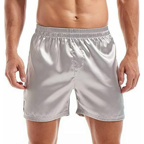Xysaqa Men's Satin Pajama Shorts Soft Silky Sleep Shorts for Men Lounge Shorts Comfy Elastic Waist Pjs Pajama Bottoms for Men S-3XL Summer Savings