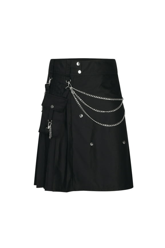 Men's Scottish Utility Kilts Modern Cotton Blended Kilt Vintage Pocket Pleated Kilts for Men S-5XL