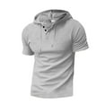 thumbnail image 1 of Njoeus Men's Short Sleeve Hoodie Muscle Fitted Workout Gym Sweatshirt for Men Fashion Athletic Hoodies Pullover Tops Mens Hooded T-Shirts S-3XL, 1 of 5